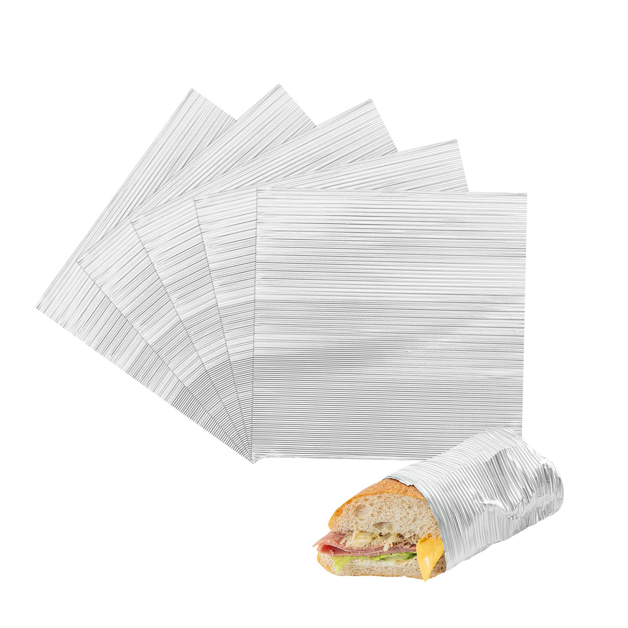 Foil Lux Silver Aluminum Wrap and Basket Liner - Ripple - 12" x 12" - 500 count box