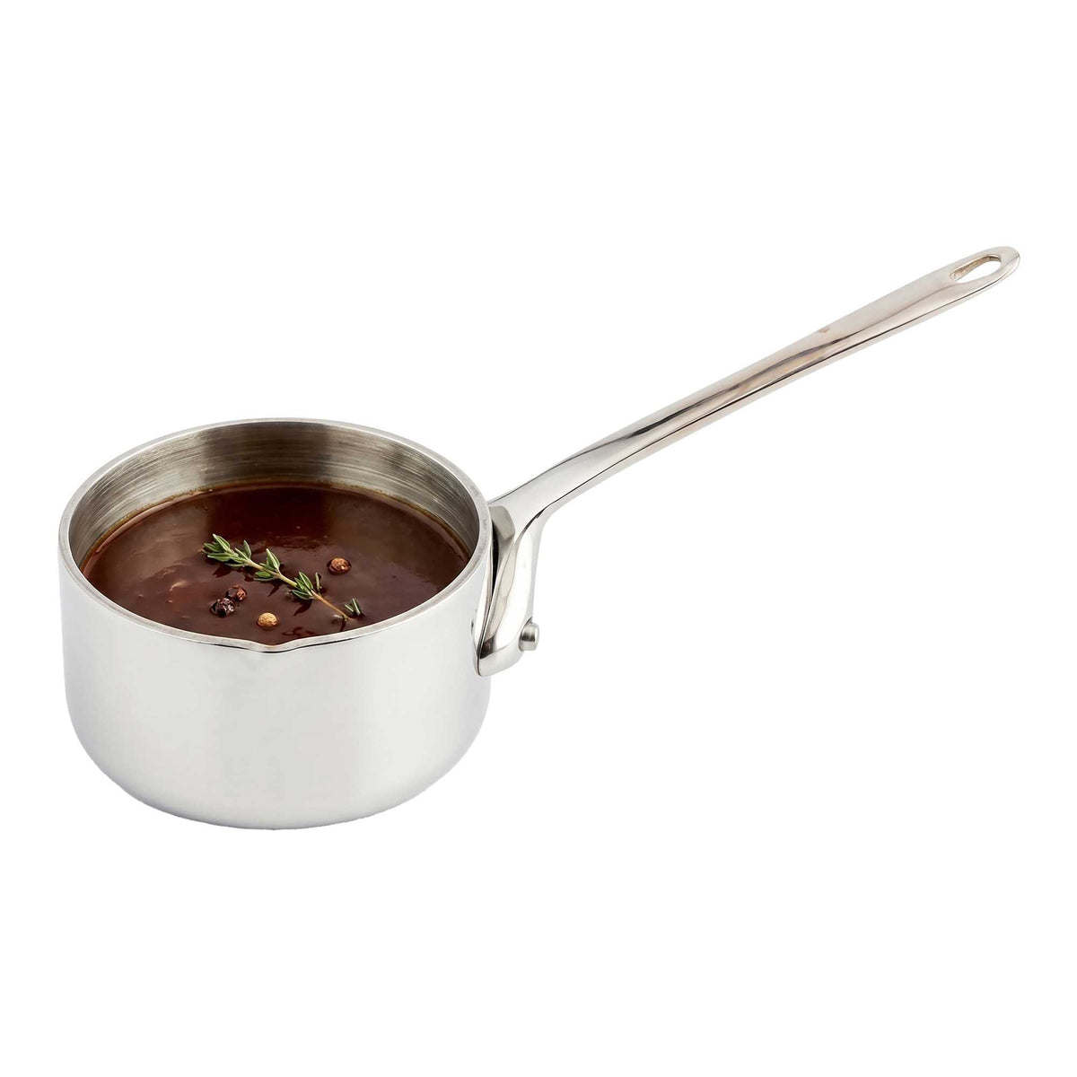 Met Lux 2 oz Stainless Steel Mini Sauce Pan - Easy Pour Lip - 5" x 2 1/4" x 2" - 1 count box