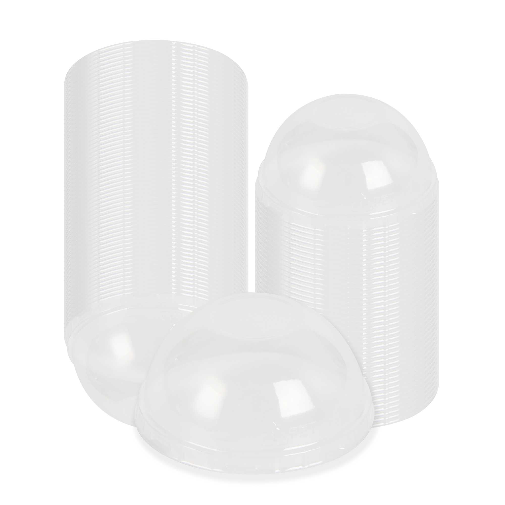 Foil Lux Round Clear Plastic Dome Lid - Fits 4 oz Aluminum Baking Cup - 3 1/2" x 3 1/2" x 1 1/2" - 100 count box