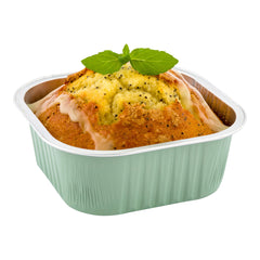 10 oz Square Pistachio Green Aluminum Baking Cup - Lids Available - 4 1/4