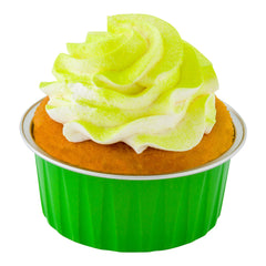 4 oz Round Lime Green Aluminum Baking Cup - Lids Available - 3 1/4