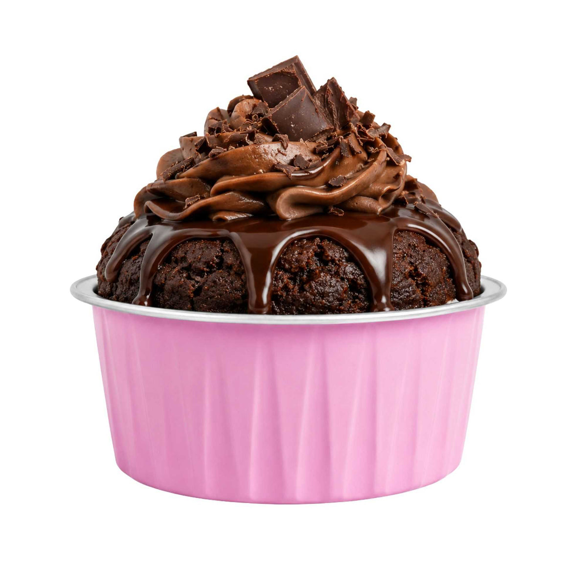 Foil Lux 4 oz Round Pink Aluminum Baking Cup - 3 1/4" x 3 1/4" x 1 1/2" - 100 count box