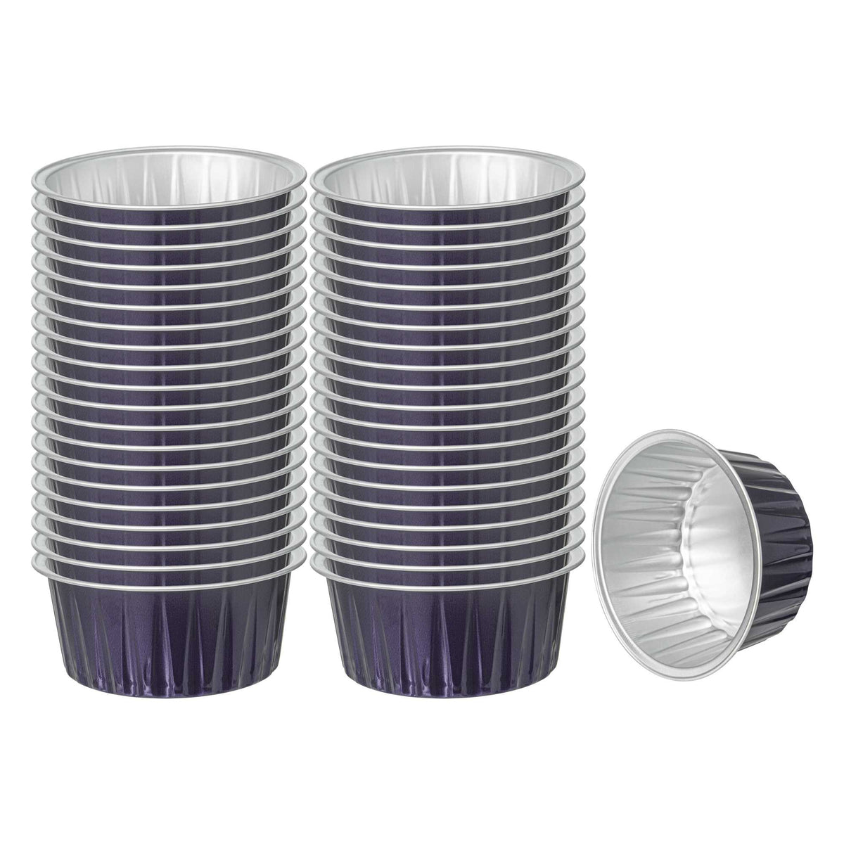 Foil Lux 4 oz Round Purple Aluminum Baking Cup - 3 1/4" x 3 1/4" x 1 1/2" - 100 count box