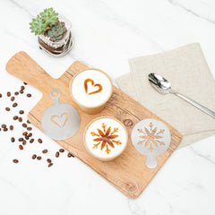 Restpresso Stainless Steel Coffee Decorating Stencil Set - Includes 8 Stencils - 4 3/4