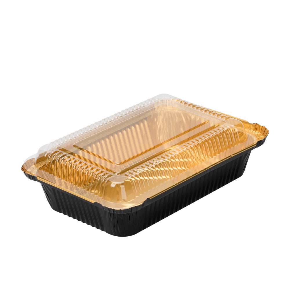 Foil Lux Rectangle Clear Plastic Lid - Fits 41 oz Container - 200 count box