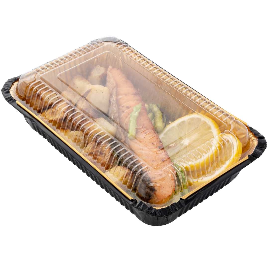 Foil Lux Rectangle Clear Plastic Lid - Fits 27 oz Container - 8" x 5 1/4" x 1" - 200 count box