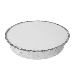 Foil Lux Round White Paper Flat Foil-Laminated Board Lid - Fits 9