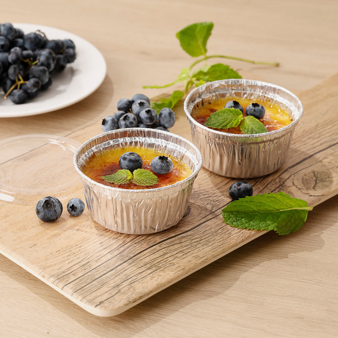 Foil Lux 4 oz Round Silver Aluminum Ramekin / Portion Cup - 3