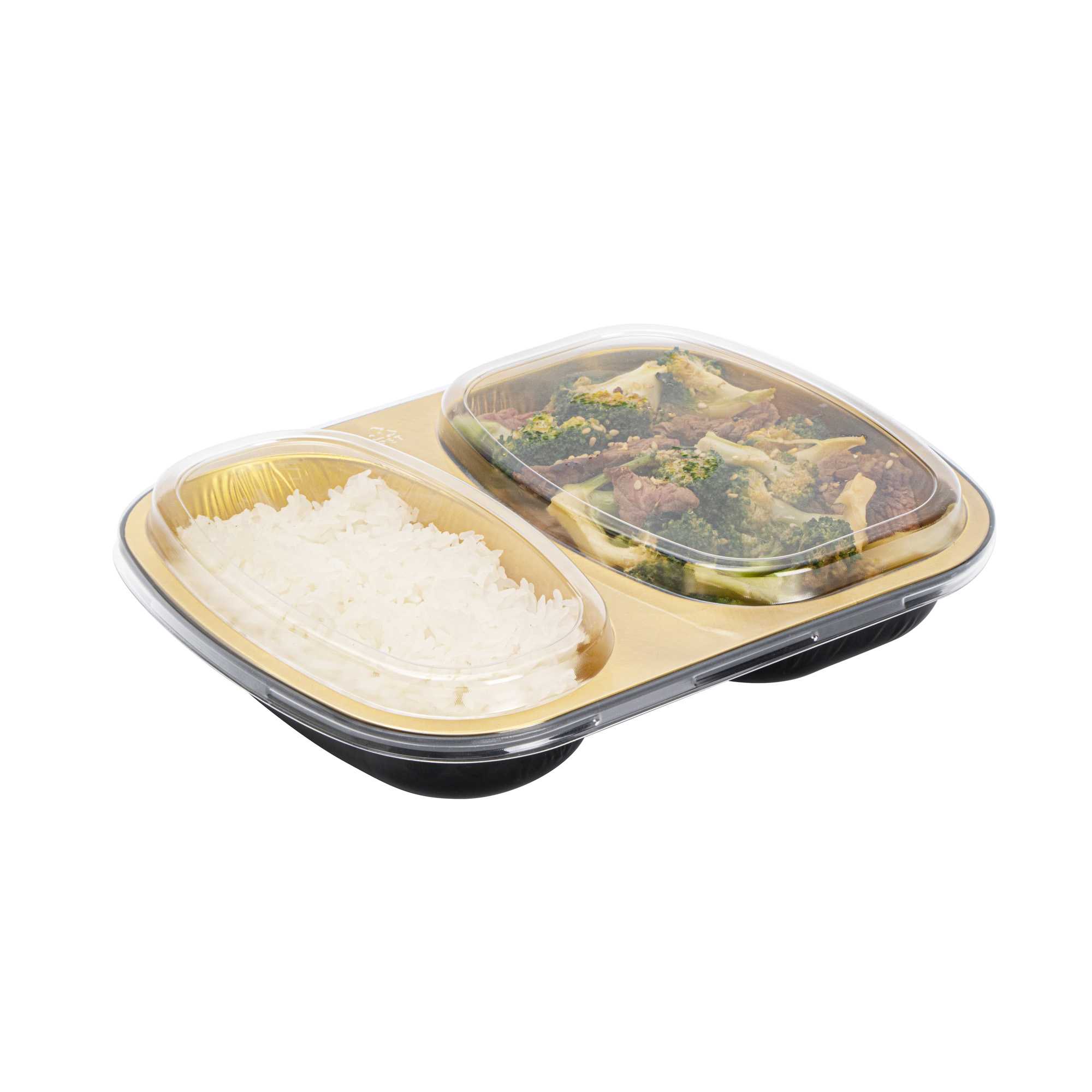 Foil Lux Clear Plastic Flat Lid - Fits 2-Compartment Foil Container - 100 count box