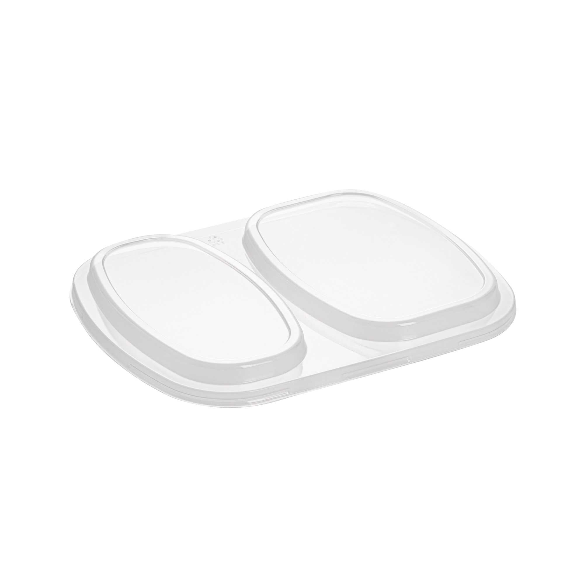 Foil Lux Clear Plastic Flat Lid - Fits 2-Compartment Foil Container - 100 count box