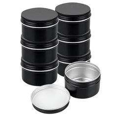 RW Base 4 oz Round Black Tin Container - with Screw Lid - 10 count box