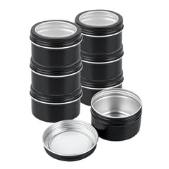 RW Base 4 oz Round Black Tin Container - with Window Lid - 10 count box