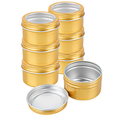 RW Base 4 oz Round Gold Tin Container - with Window Lid - 10 count box