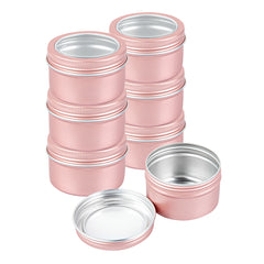 RW Base 4 oz Round Rose Gold Tin Container - with Window Lid - 10 count box