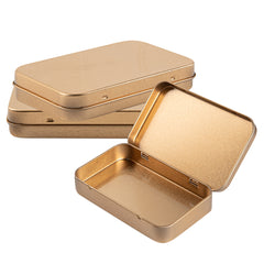 RW Base 6 oz Rectangle Gold Tin Container - with Hinged Lid - 10 count box