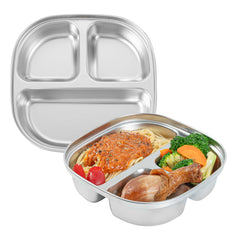 Met Lux Ambidextrous Square Stainless Steel Tray - 3 Compartments - 7 3/4