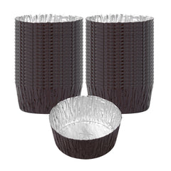 Pastry Tek 3 oz Round Brown Foil Ramekin Cup - 3/4