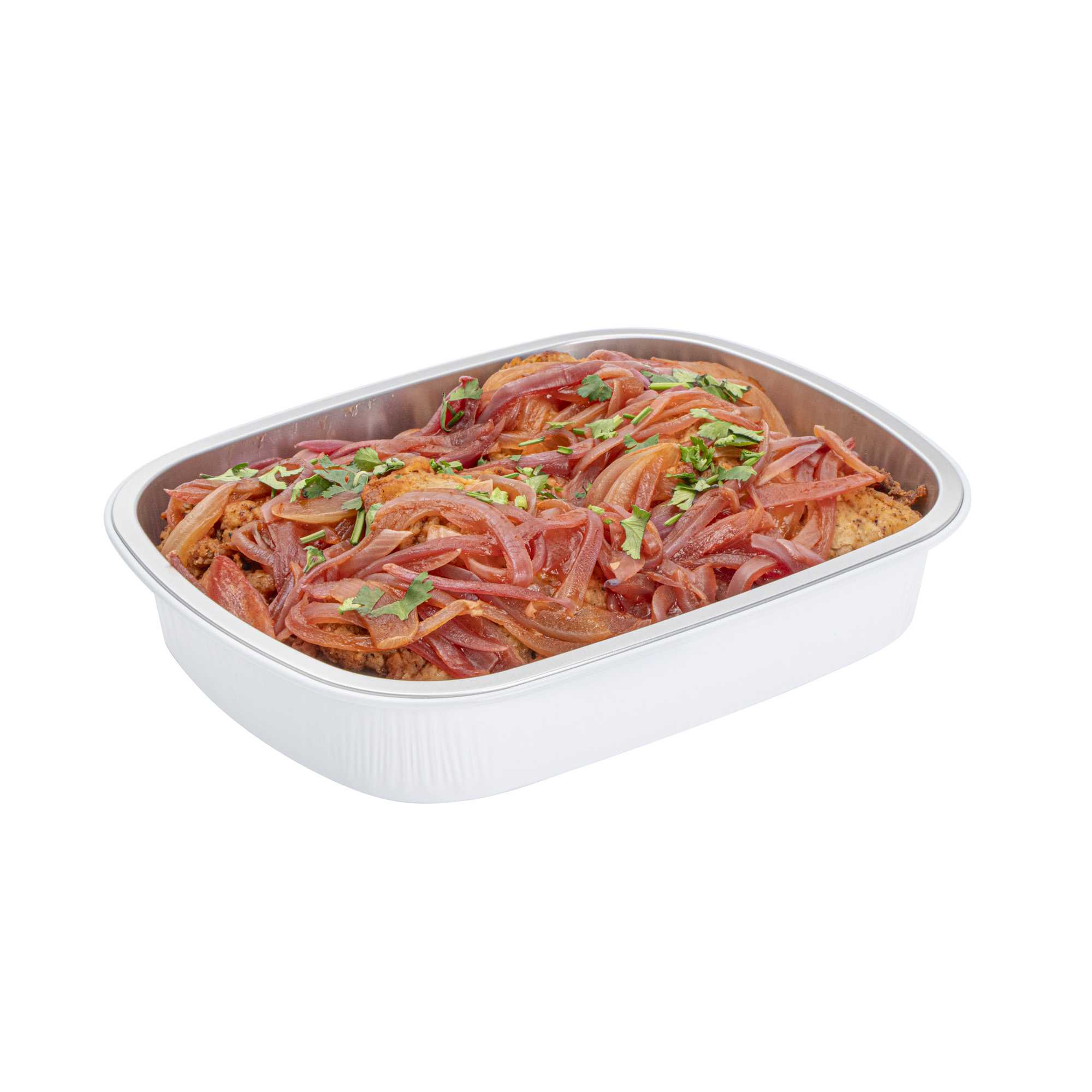 Foil Lux 52 oz Oblong White and Silver Heavy-Duty Foil Entree / Take Out Pan - Smoothwall - 100 count box