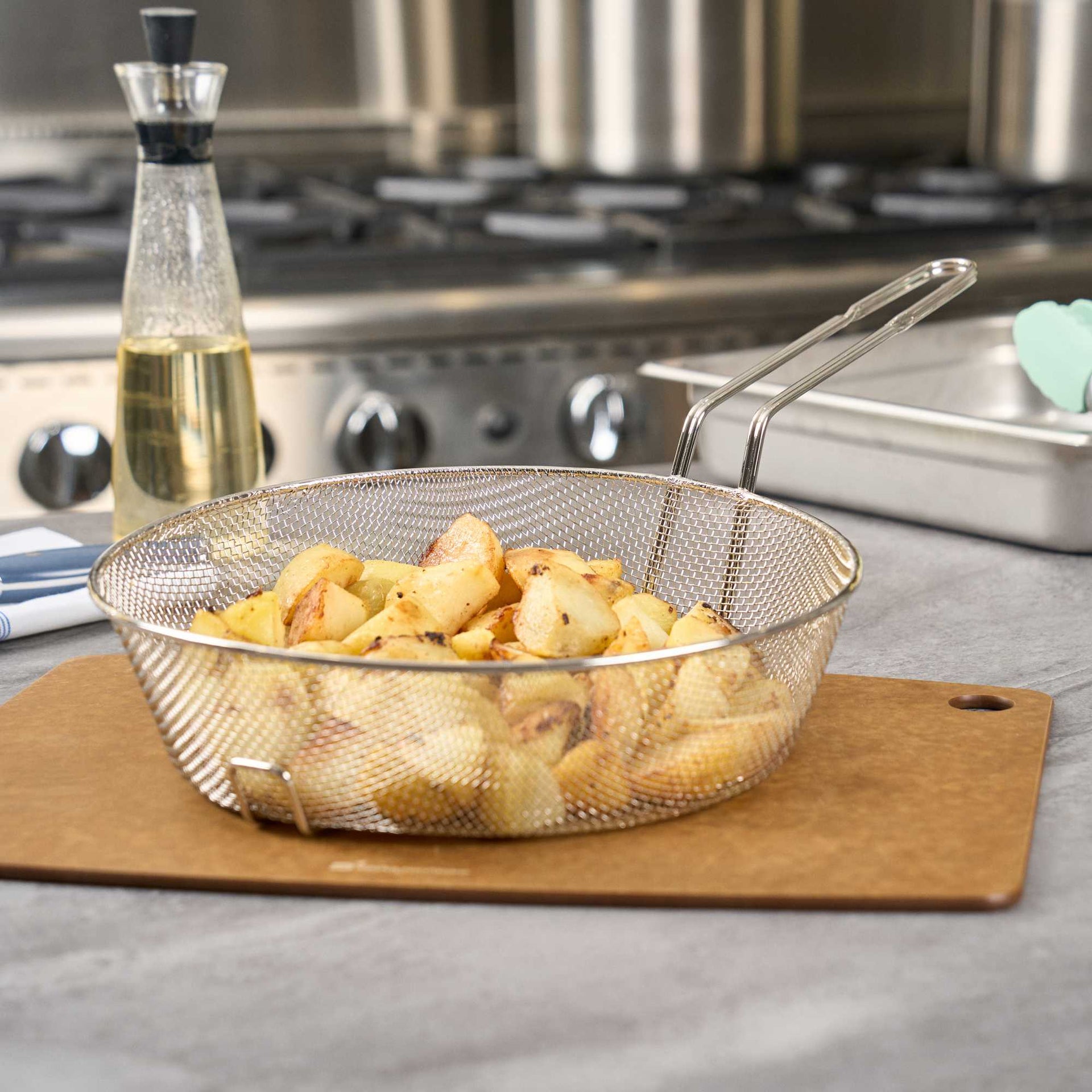 Met Lux Round Nickel-Plated Fine Mesh Culinary Basket - 12" - 1 count box