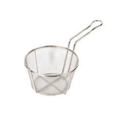 Met Lux Round Nickel-Plated Medium Mesh Culinary Basket - with Front Hook - 8 1/2