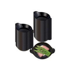 Oval Black Plastic Mini Handled Plate - 3 3/4