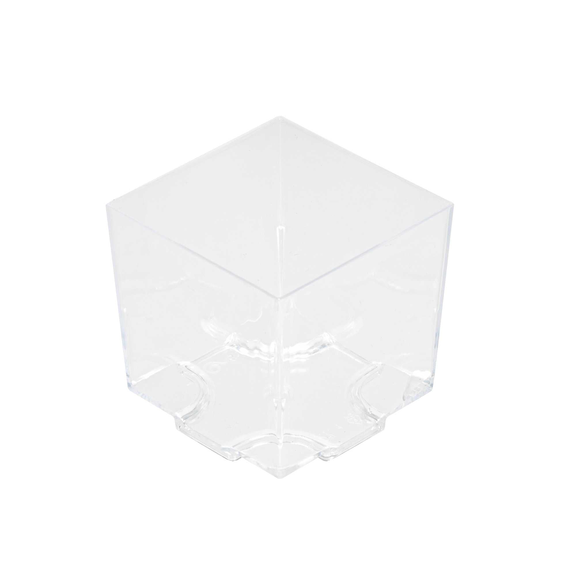 2 oz Square Clear Plastic Quadrato Cup - 1 3/4" x 1 3/4" x 1 1/2" - 20 count box