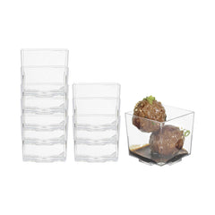 Mini Serve 2 oz Square Clear Plastic Quadrato Cup - 1 3/4
