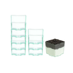 Mini Serve 3 oz Square Seagreen Plastic Quadrato Cup - 1 3/4