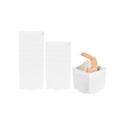 Mini Serve 3 oz Square White Plastic Quadrato Cup - 1 3/4
