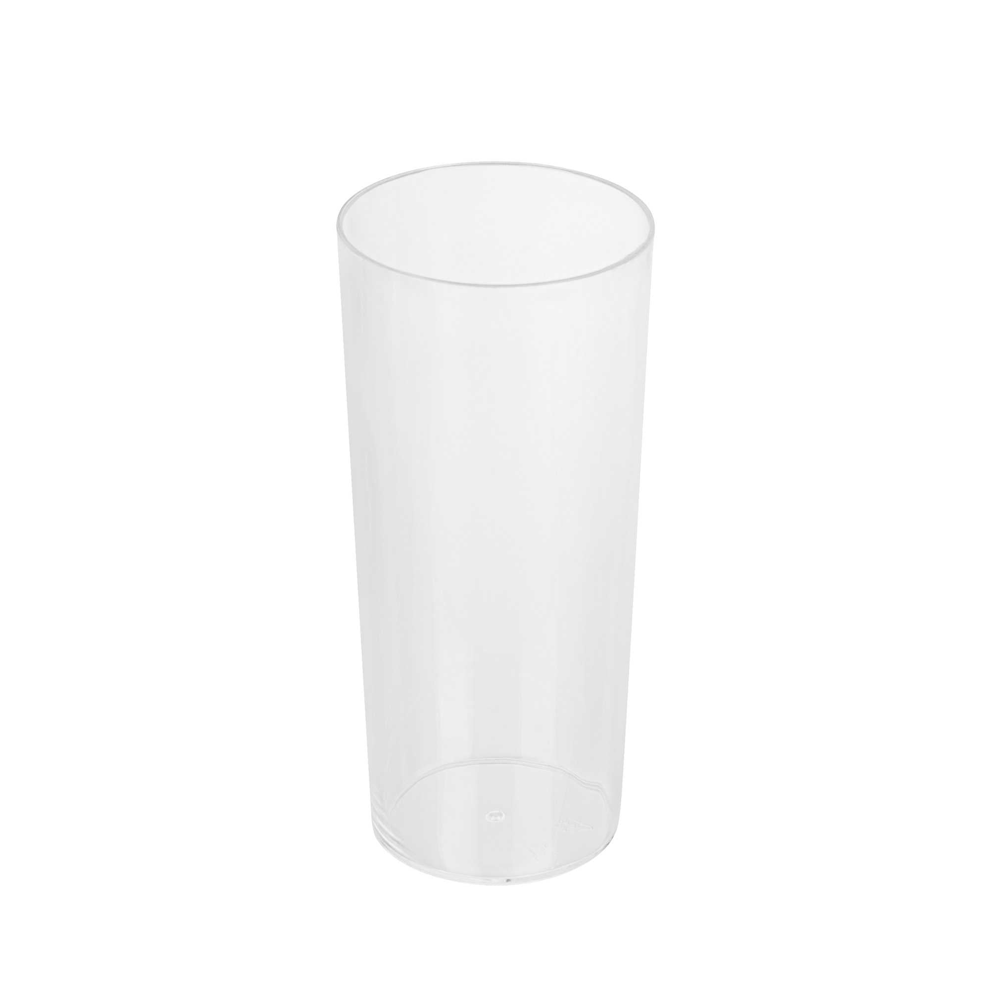 Bev Tek 5 oz Round Clear Plastic Cannello Cocktail Glass - 1 3/4" x 1 3/4" x 4" - 100 count box