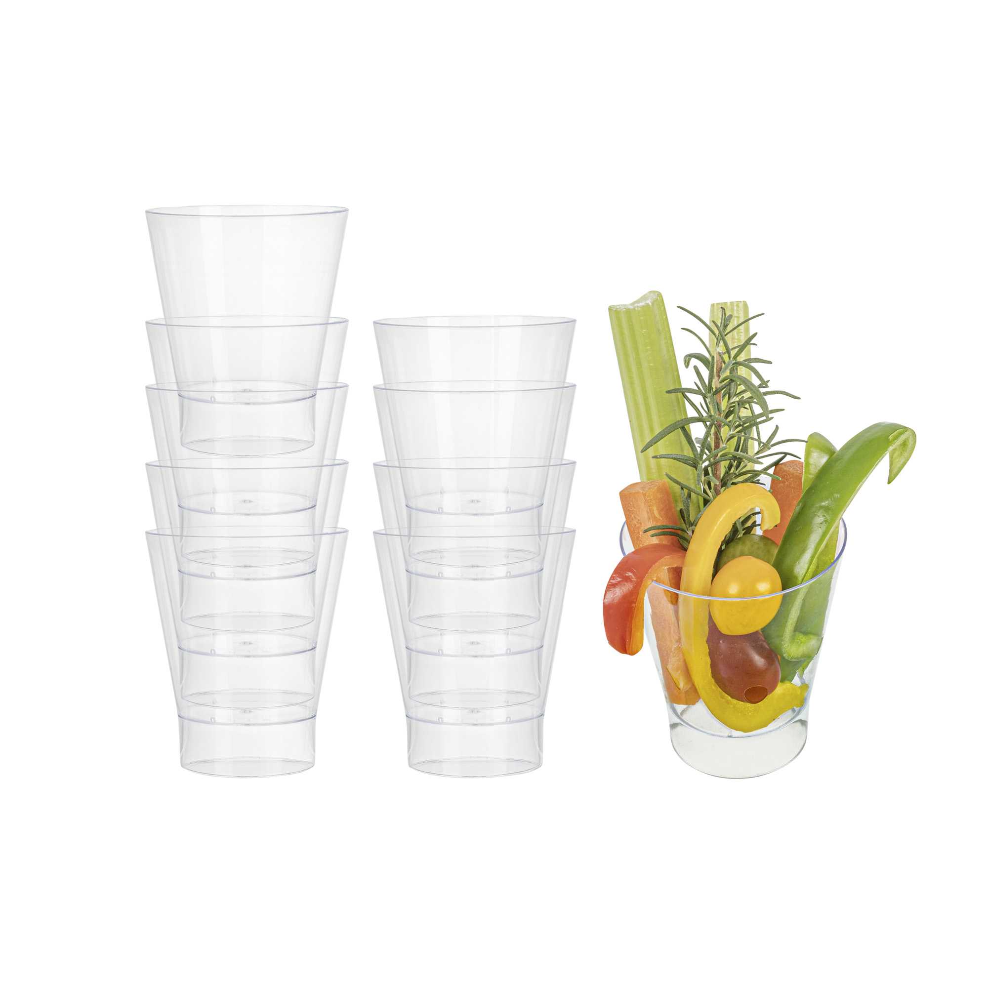 Mini Serve 7 oz Round Clear Plastic Large Parfait Glass - 3" x 3" x 3 1/2" - 100 count box