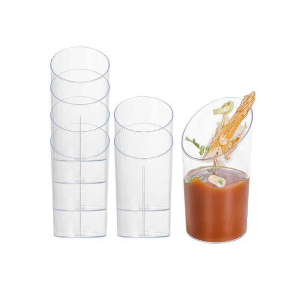 Mini Serve 3 oz Round Clear Plastic Incline Shot Glass - 2