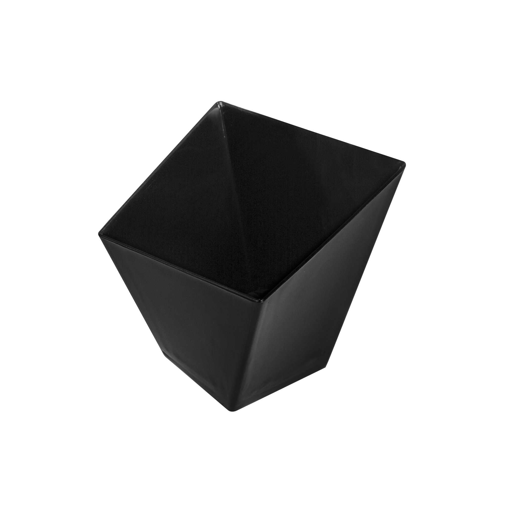 Mini Serve 2 oz Square Black Plastic Girata Dessert Dish - 2" x 2" x 1 3/4" - 100 count box