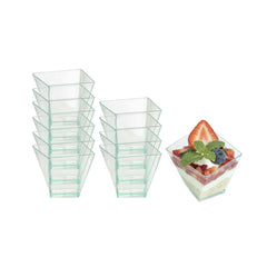 Mini Serve 2 oz Square Seagreen Plastic Girata Dessert Dish - 2