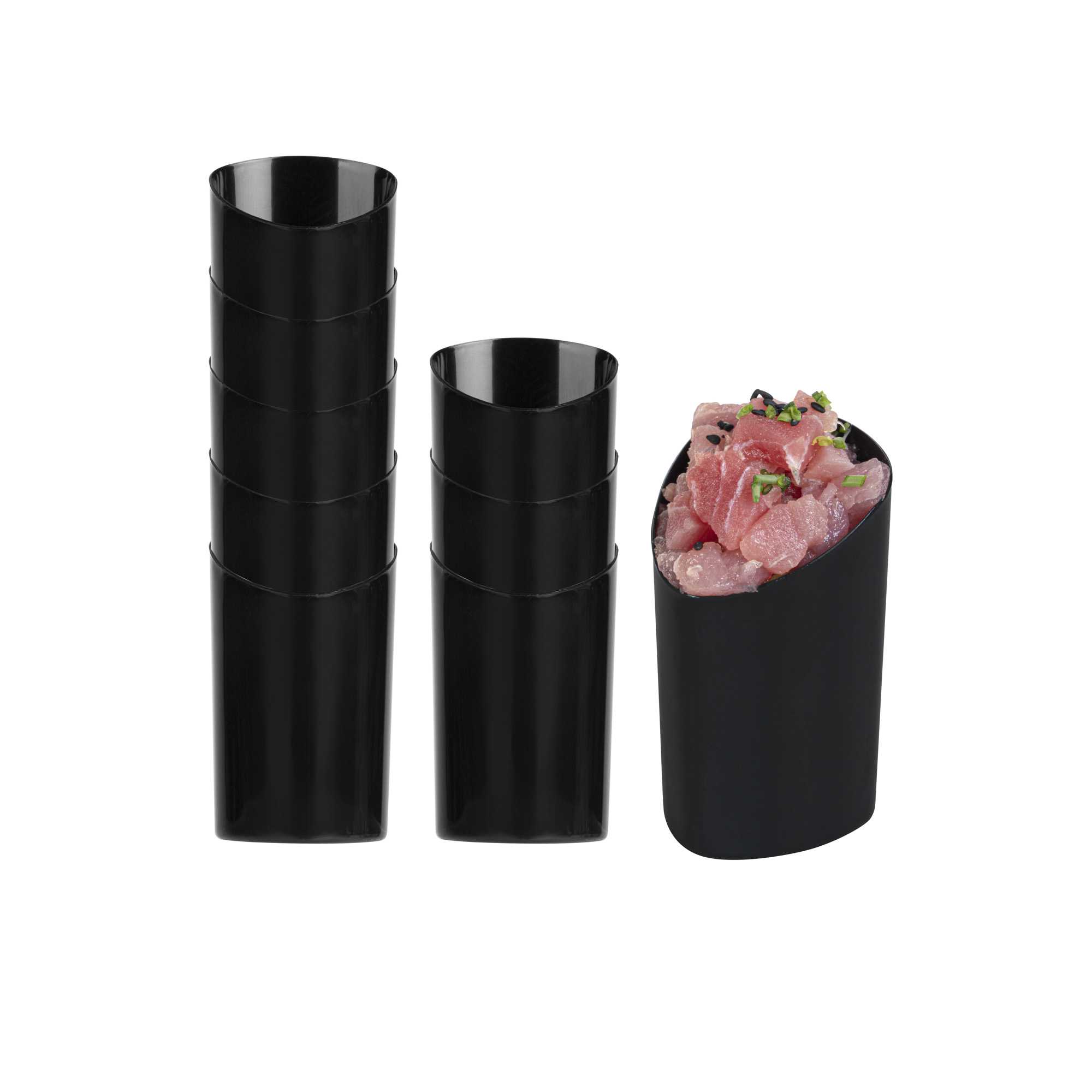 Mini Serve 3 oz Black Plastic Triangolo Shot Glass - 1 3/4" x 1 3/4" x 3" - 100 count box