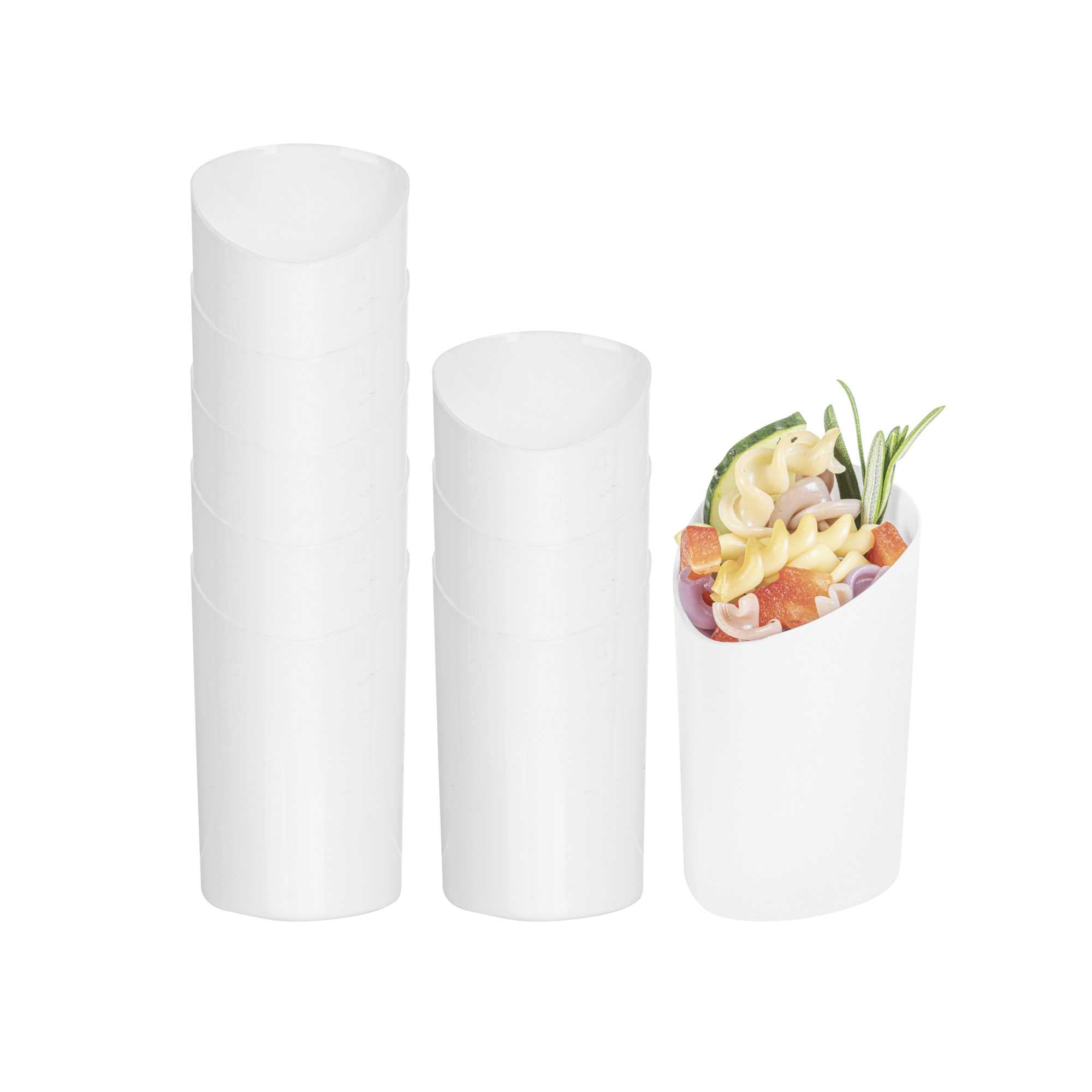 Mini Serve 3 oz White Plastic Triangolo Shot Glass - 1 3/4" x 1 3/4" x 3" - 100 count box