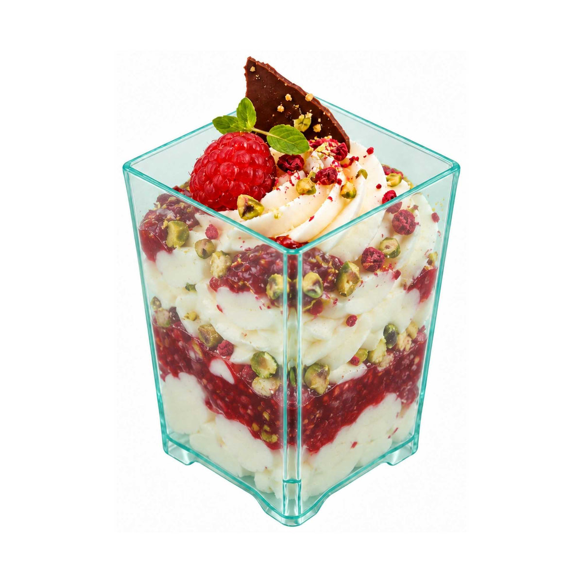 Mini Serve 4 oz Square Seagreen Plastic Tall Quadrato Cup - 2" x 2 3/4" x 2" - 100 count box