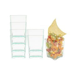 Mini Serve 4 oz Square Seagreen Plastic Tall Quadrato Cup - 2