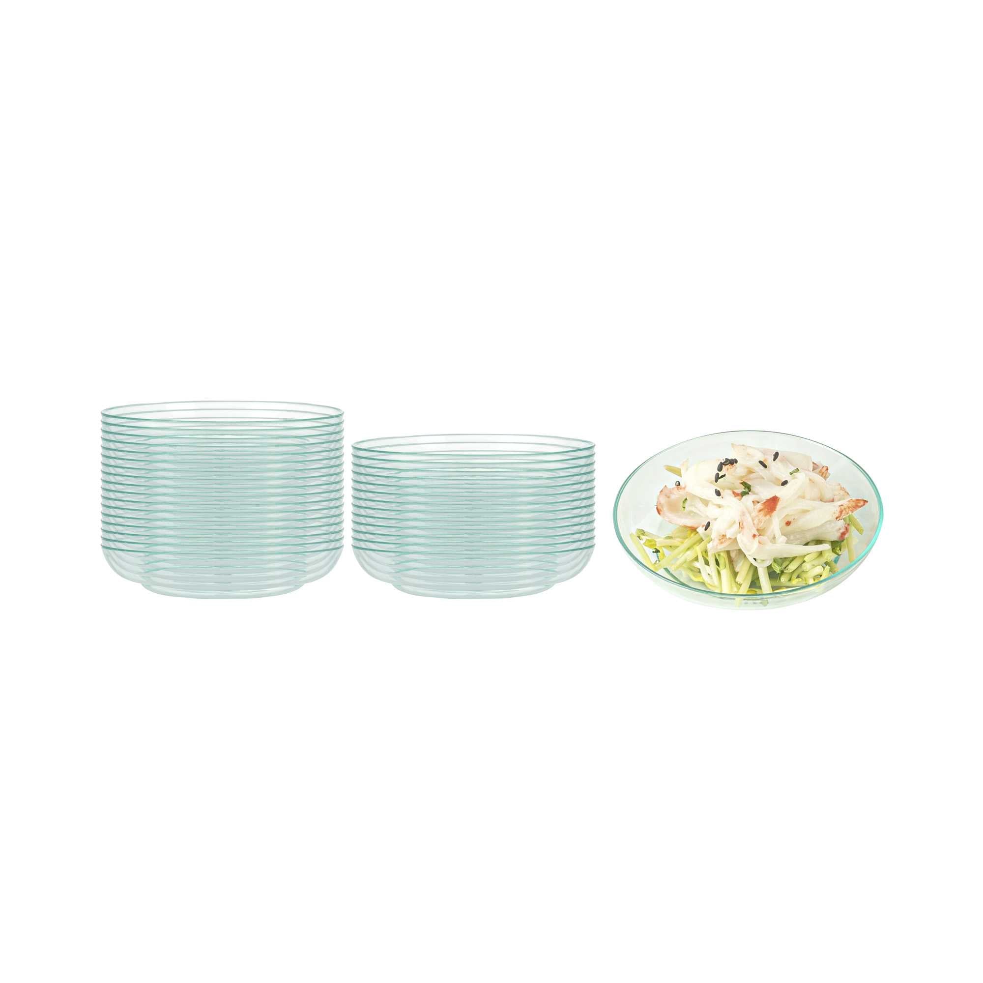 Mini Serve Round Seagreen Plastic Mini Rotondo Plate - 3 1/4" x 3 1/4" x 3/4" - 100 count box