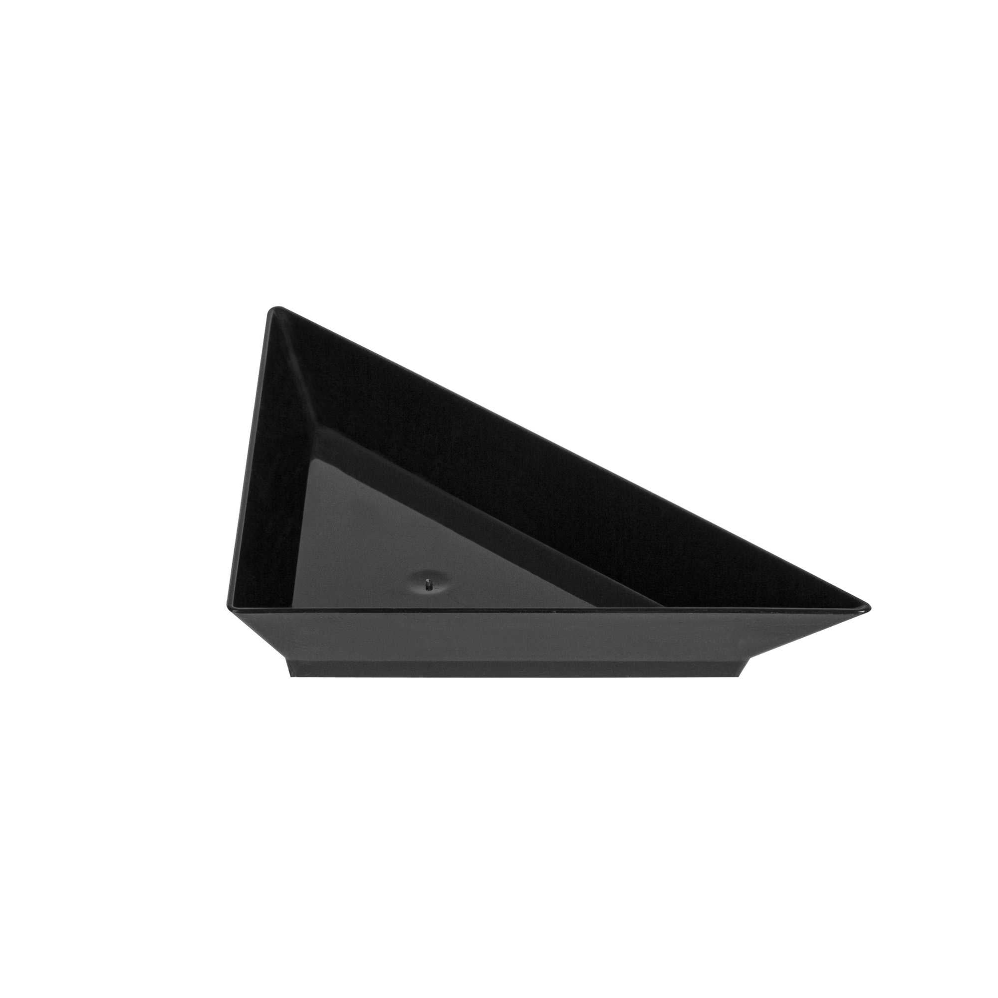 Mini Serve Black Plastic Mini Triangolo Appetizer Plate - 4" x 2" - 100 count box