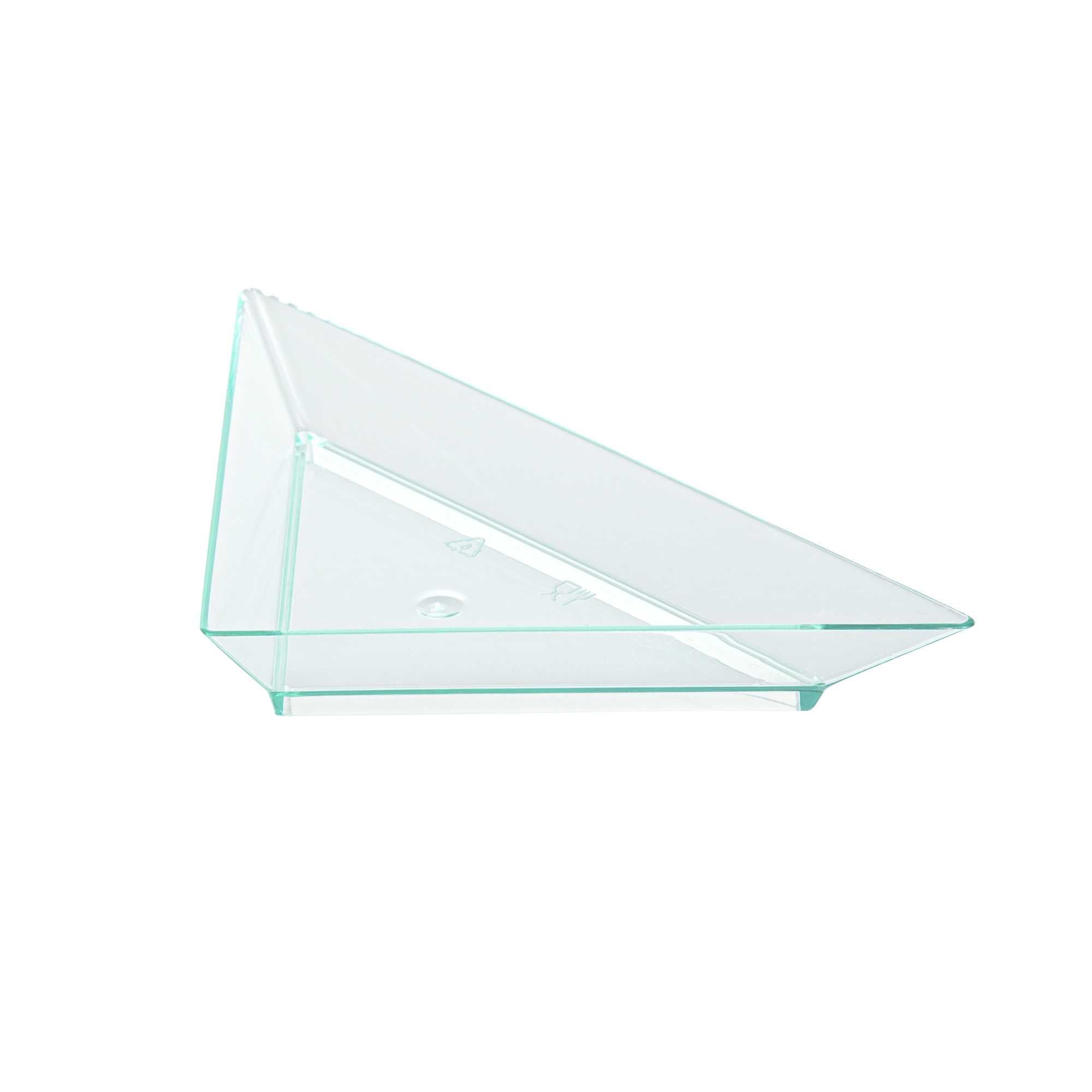 Mini Serve Seagreen Plastic Mini Triangolo Appetizer Plate - 4" x 2" - 100 count box