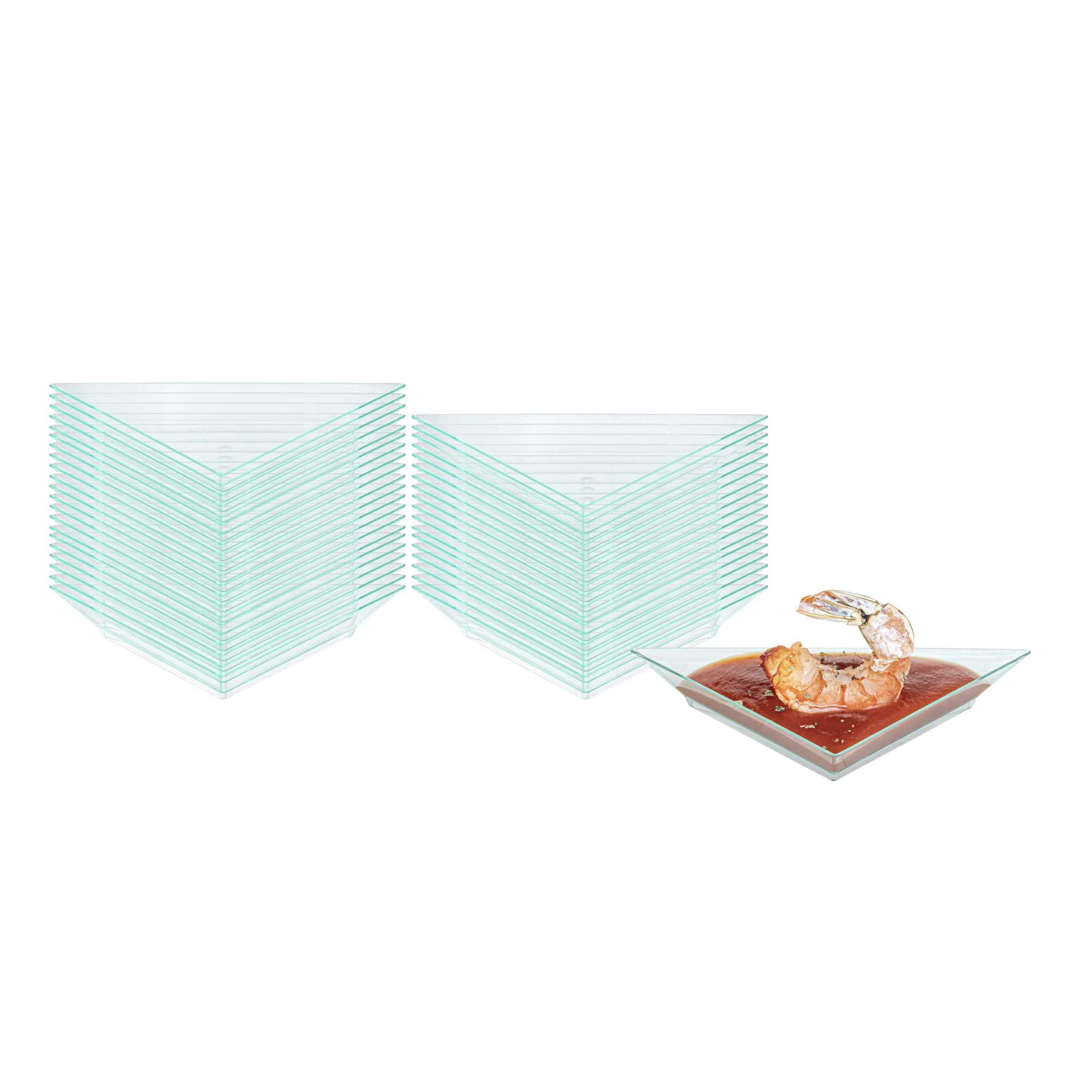 Mini Serve Seagreen Plastic Mini Triangolo Appetizer Plate - 4" x 2" - 100 count box