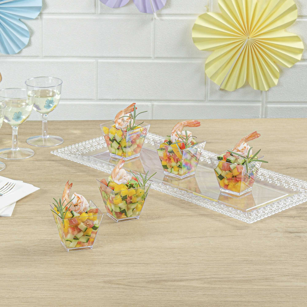 Mini Serve 2 oz Square Clear Plastic Mini Kova Cup - 2" x 2" x 1 3/4" - 300 count box