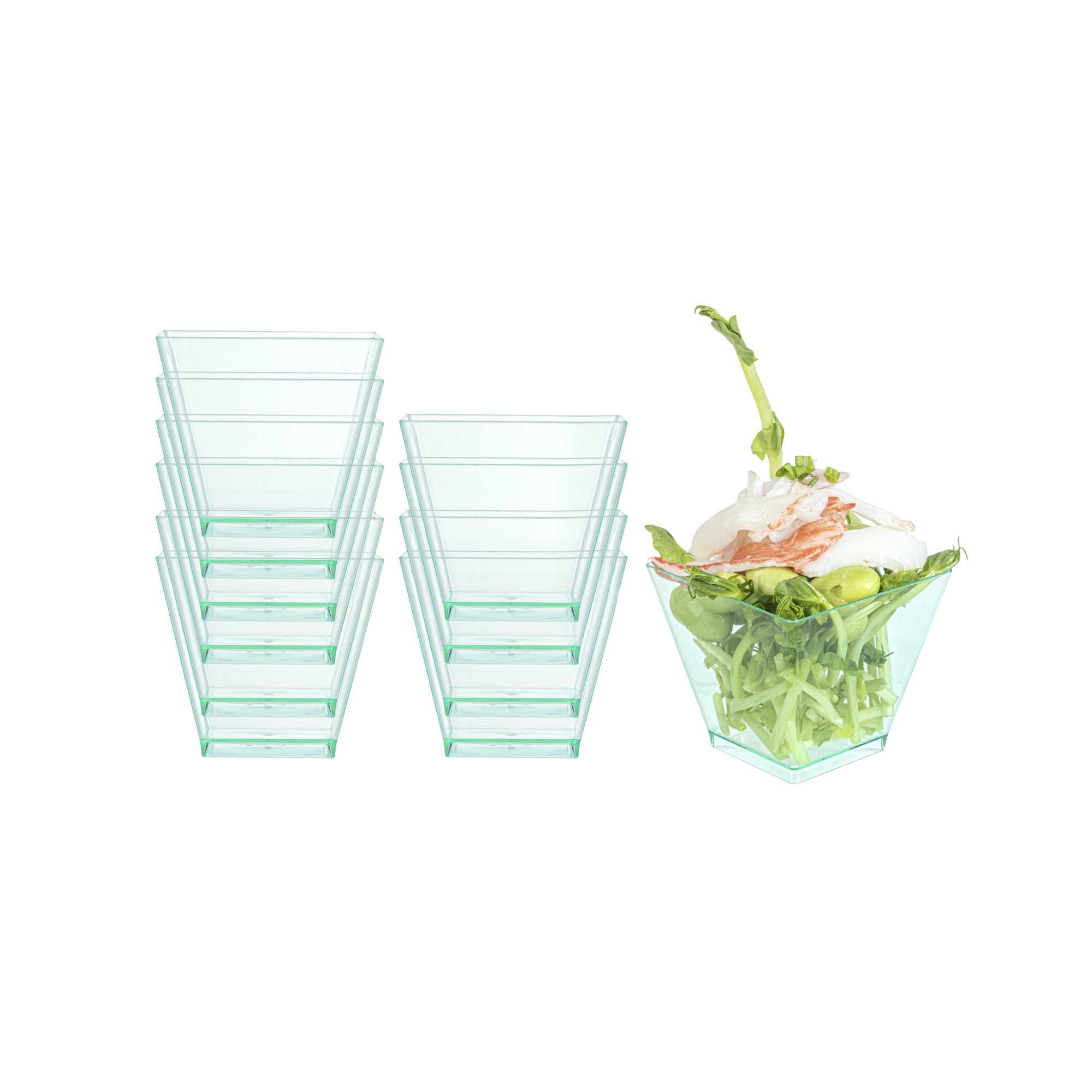 Mini Serve 2 oz Square Seagreen Plastic Mini Kova Cup - 2