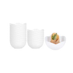 Mini Serve 2 oz Round White Plastic Le Fleur Cup - 2 1/4