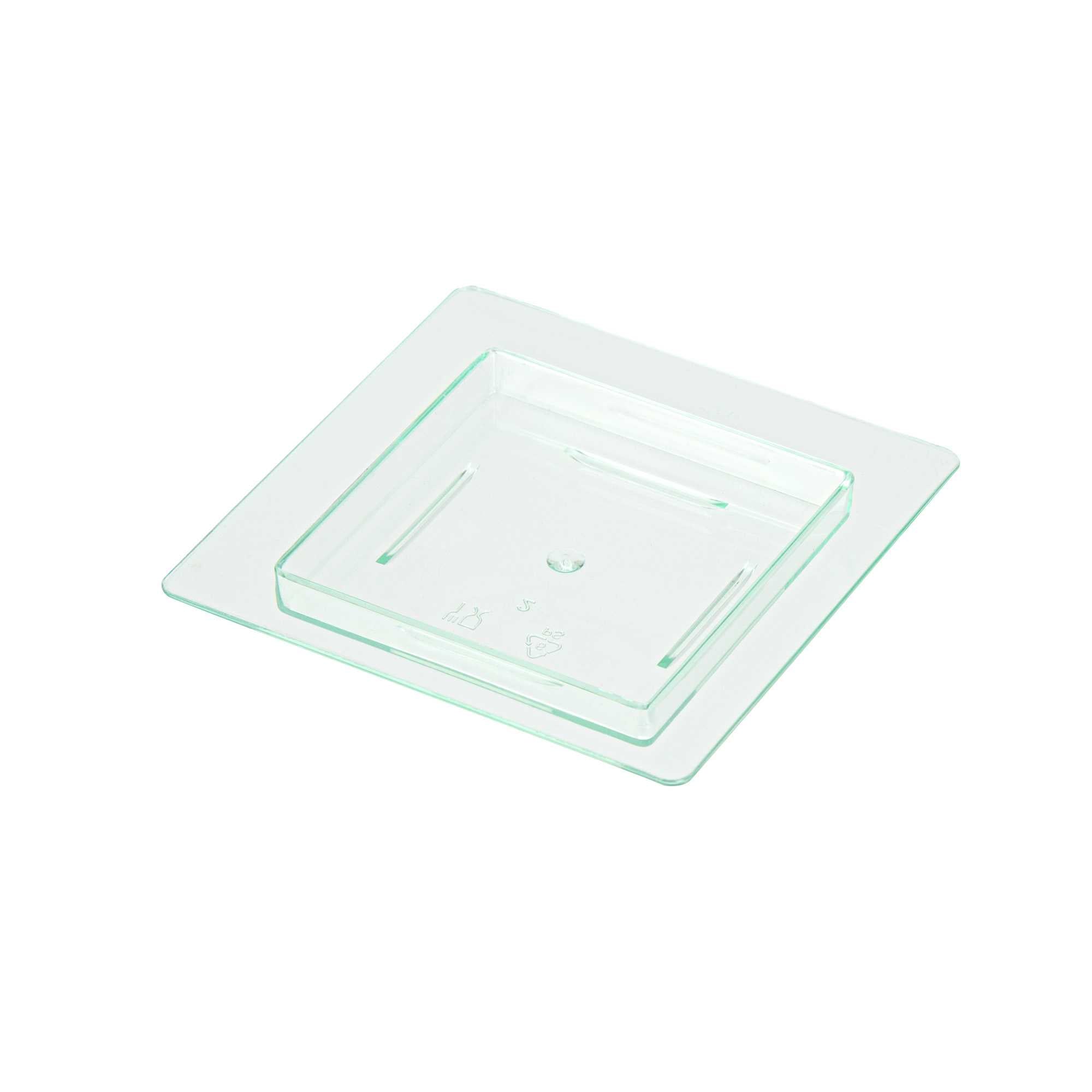 Mini Serve Square Seagreen Plastic Mini Edge Plate - 2 3/4" x 2 3/4" - 100 count box