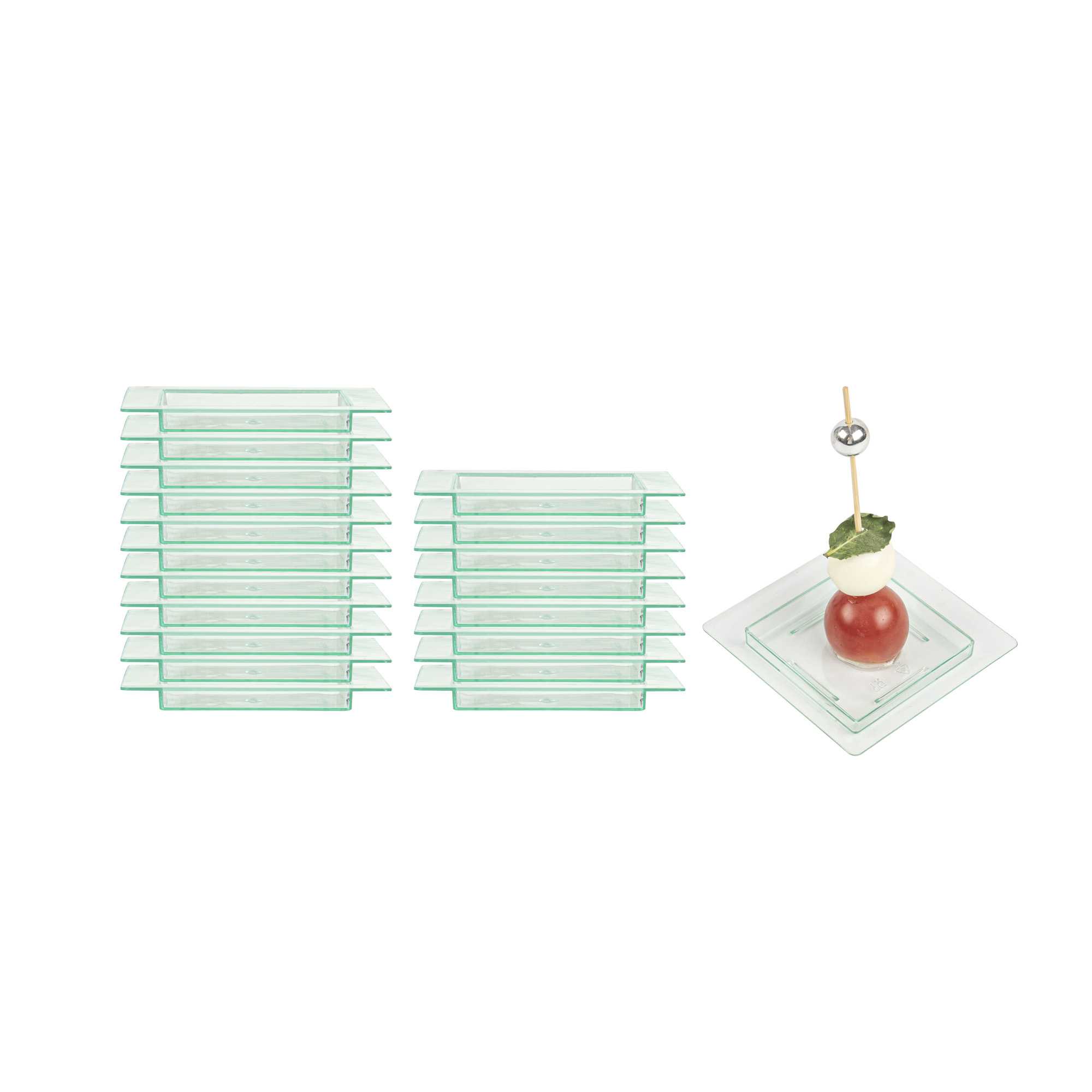 Mini Serve Square Seagreen Plastic Mini Edge Plate - 2 3/4" x 2 3/4" - 100 count box