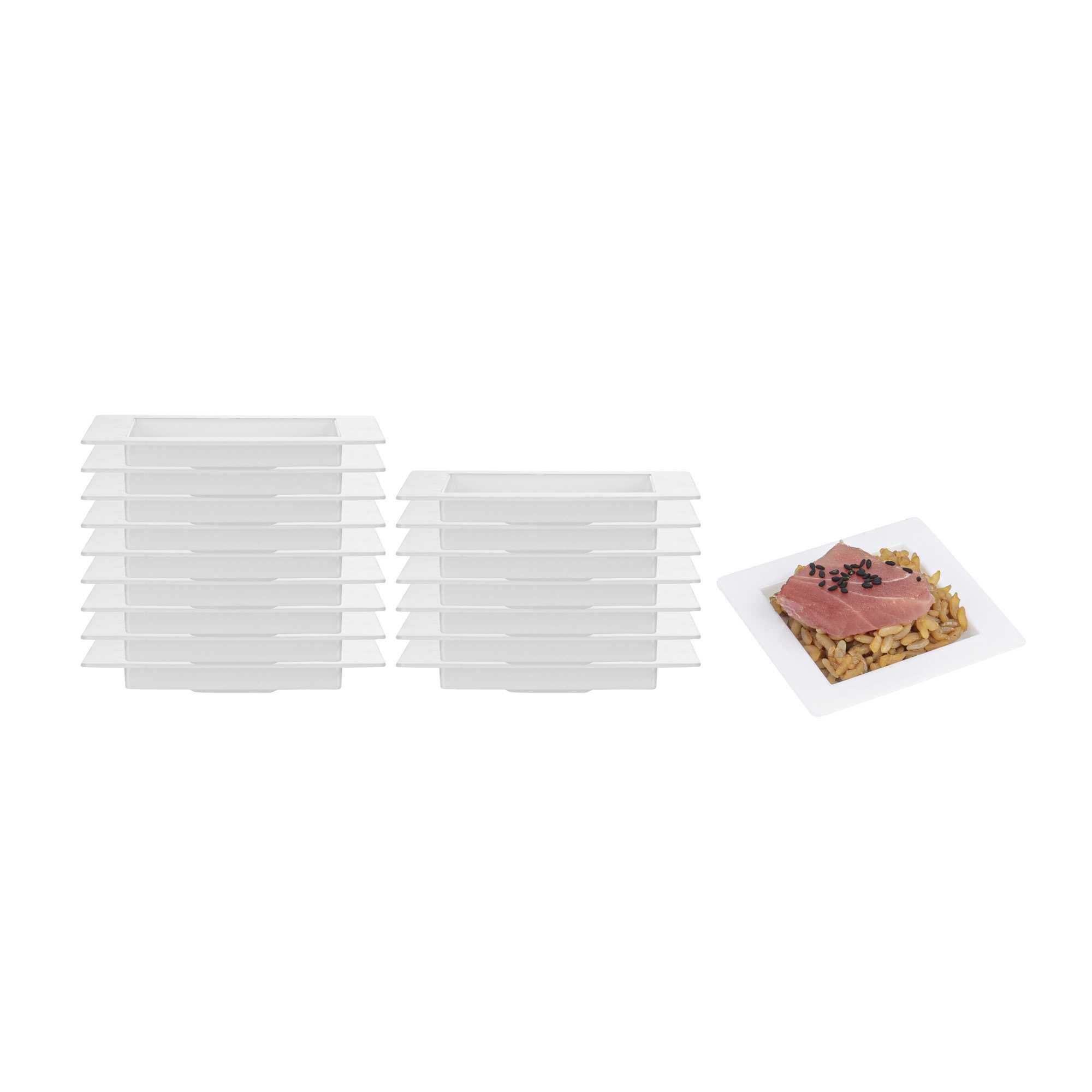 Mini Serve Square White Plastic Mini Edge Plate - 2 3/4" x 2 3/4" - 100 count box