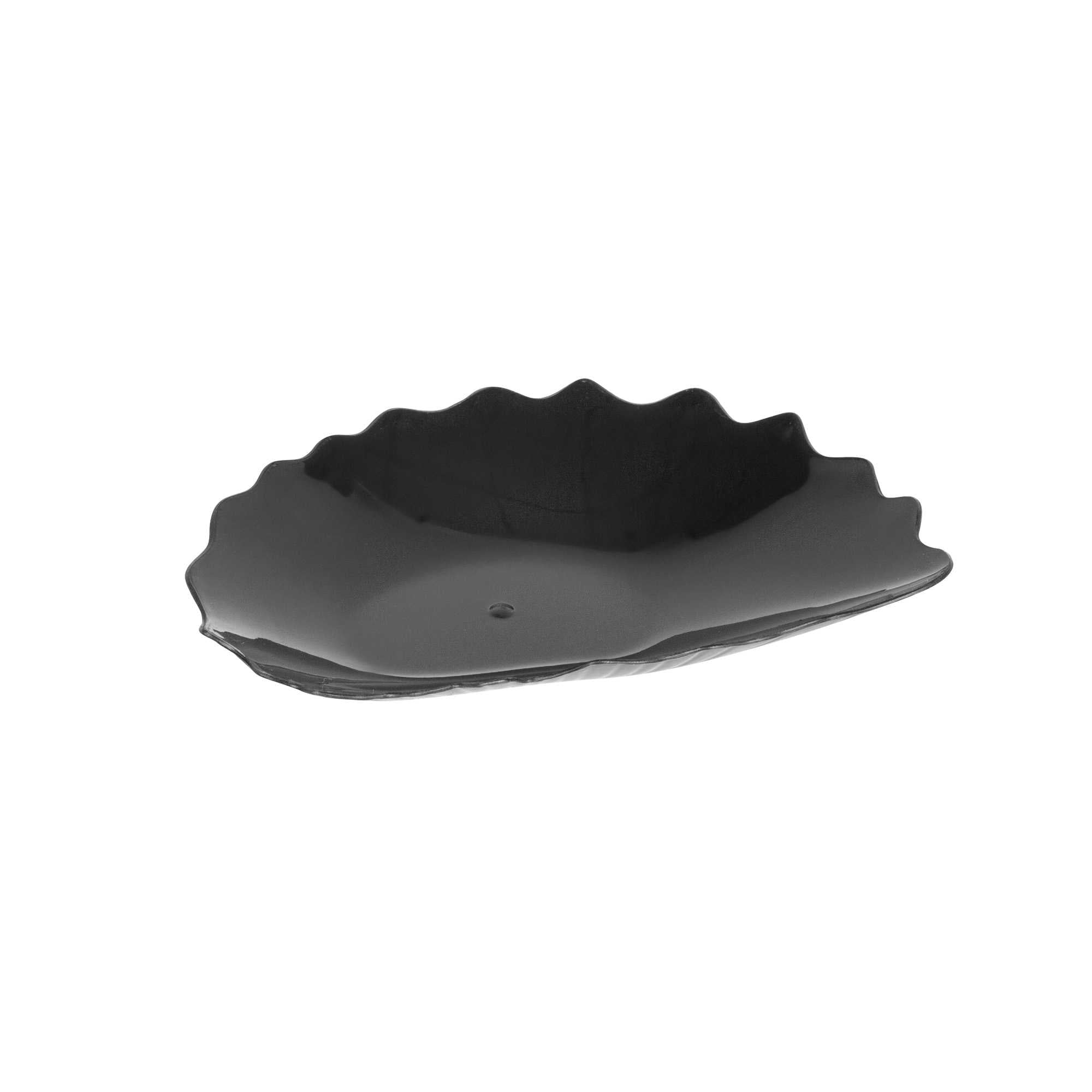 Mini Serve Black Plastic Mini Coquille Plate - 3 1/4" x 3 1/4" x 1/2" - 100 count box