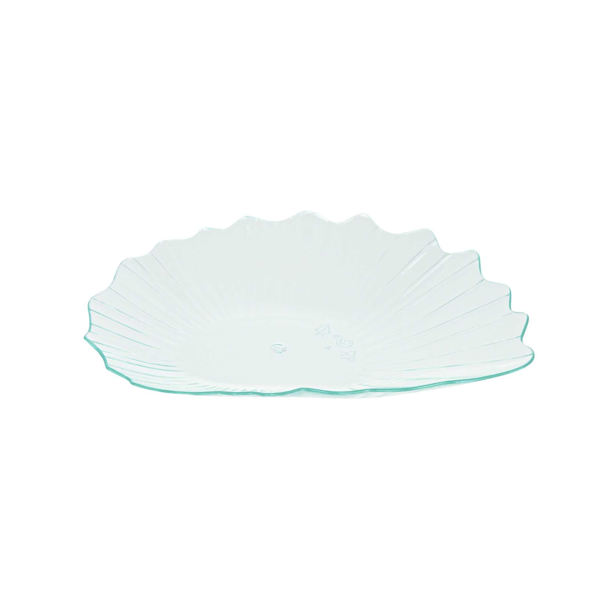 Mini Serve Seagreen Plastic Mini Coquille Plate - 3 1/4" x 3 1/4" x 1/2" - 100 count box